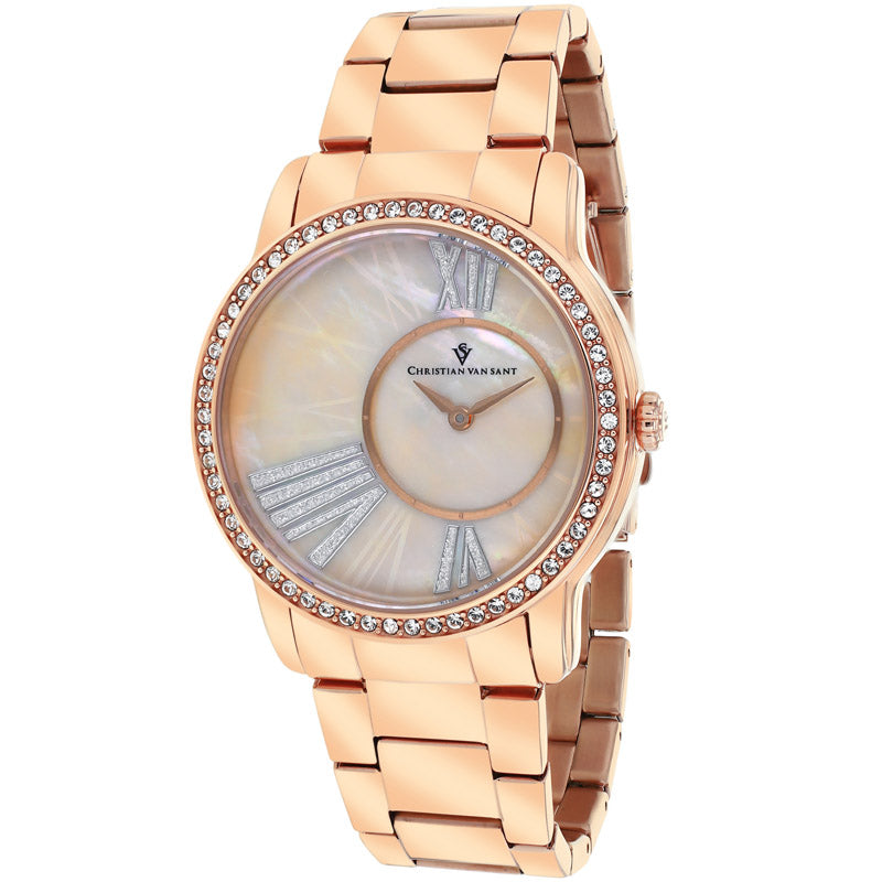 Image of Christian Van Sant Women's Exquisite Pink MOP Dial Watch - CV3613