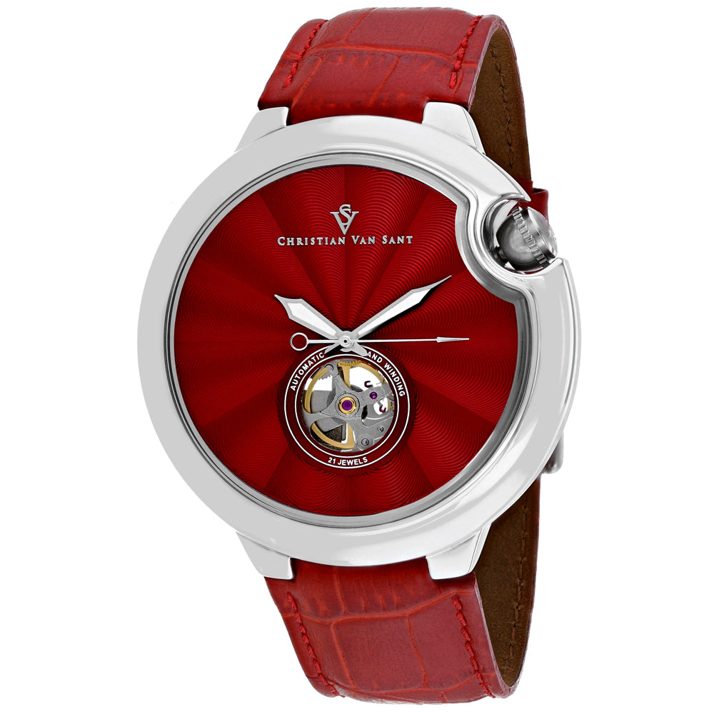 Christian Van Sant Men's Cyclone Automatic Red Dial Watch - CV0142