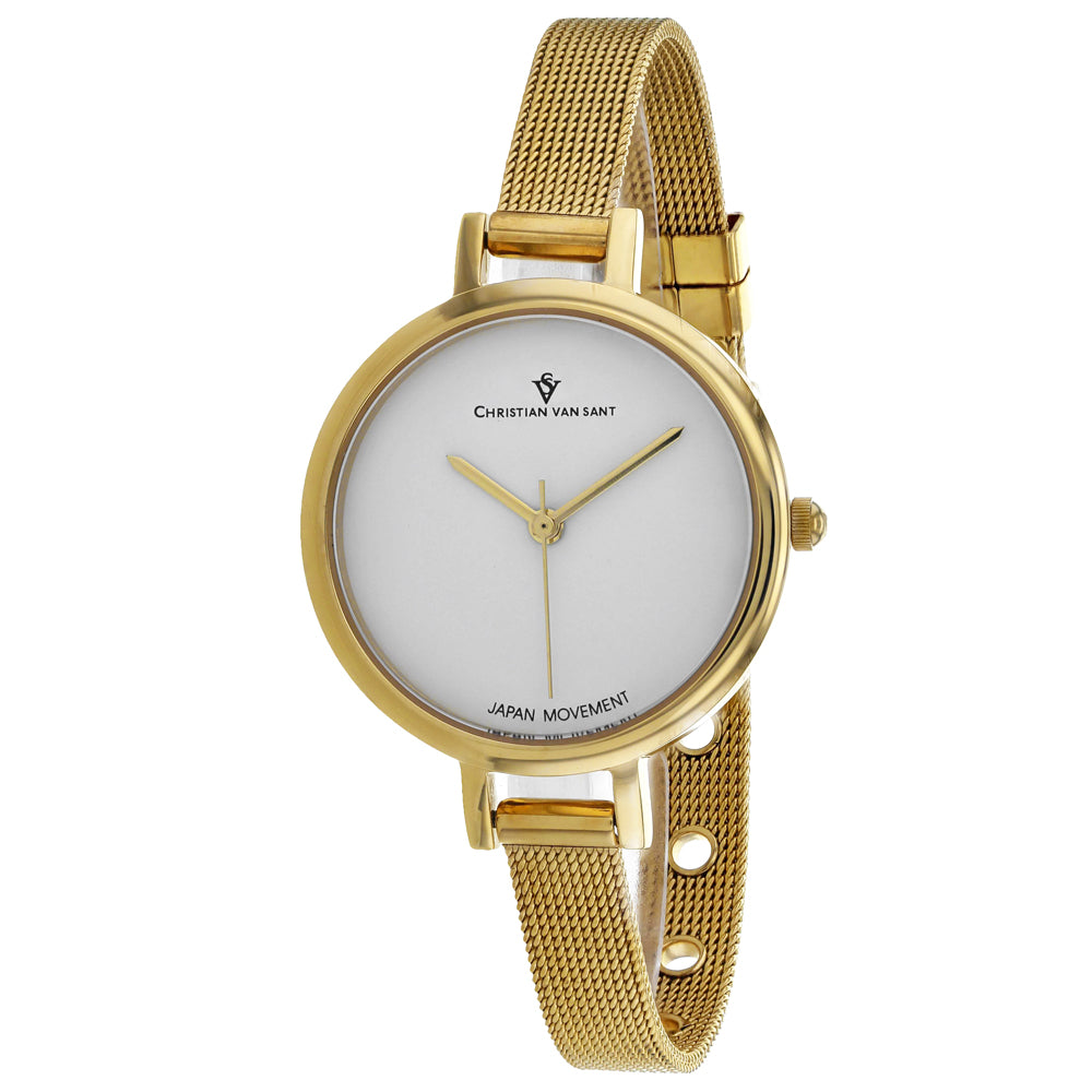 Image of Christian Van Sant Women's Grace White Dial Watch - CV0283