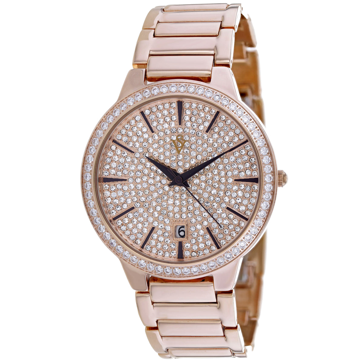 Women\'s Rose Gold Cuff Bangle Quartz Watch Shaped Mineral Case Stainless Steel Rose Gold Square Face Shiny Bangle Cuff Watch – ShowTime  main image 3