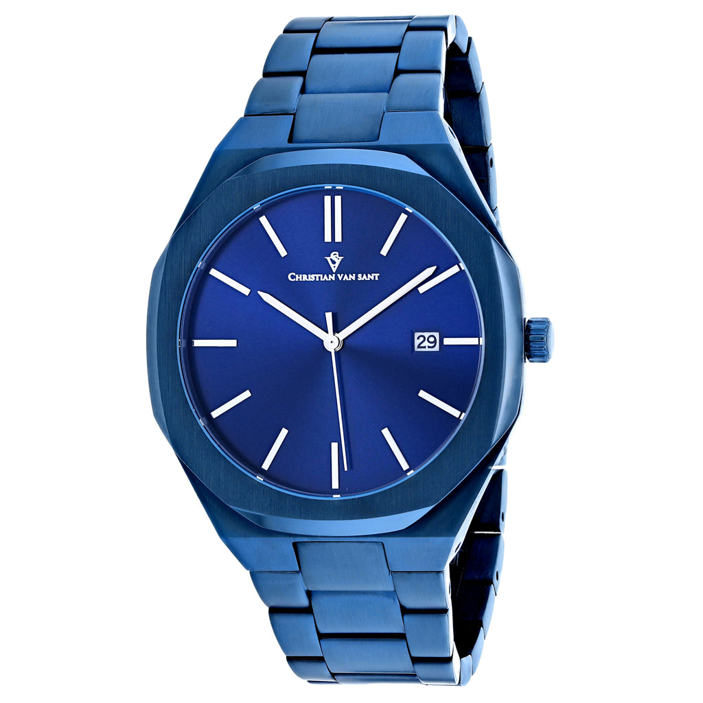 Christian Van Sant Men's Octavius Slim Blue Dial Watch - CV0526