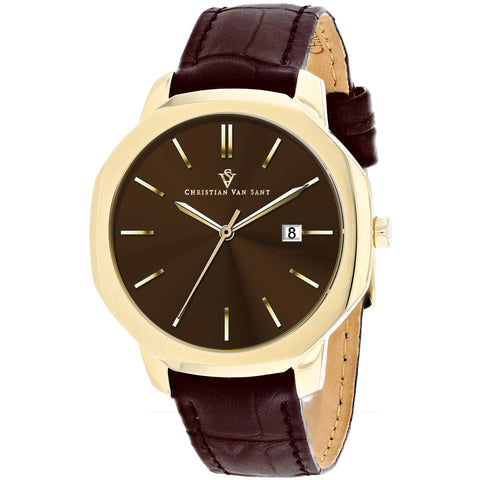 Christian Van Sant Men's Octavius Slim Brown Dial Watch - CV0537