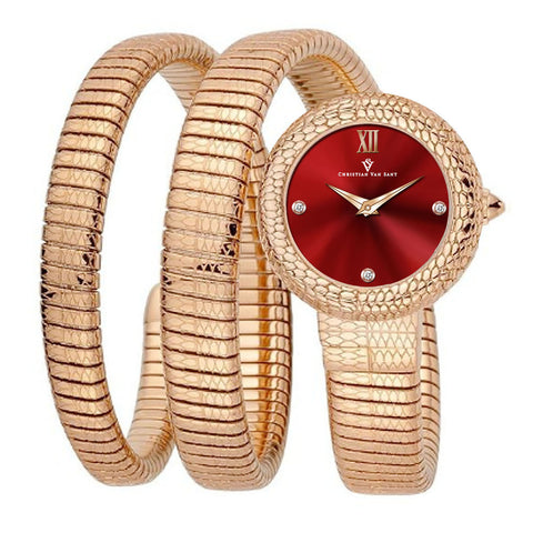 Christian Van Sant Women's Naga Red Dial Watch - CV0893