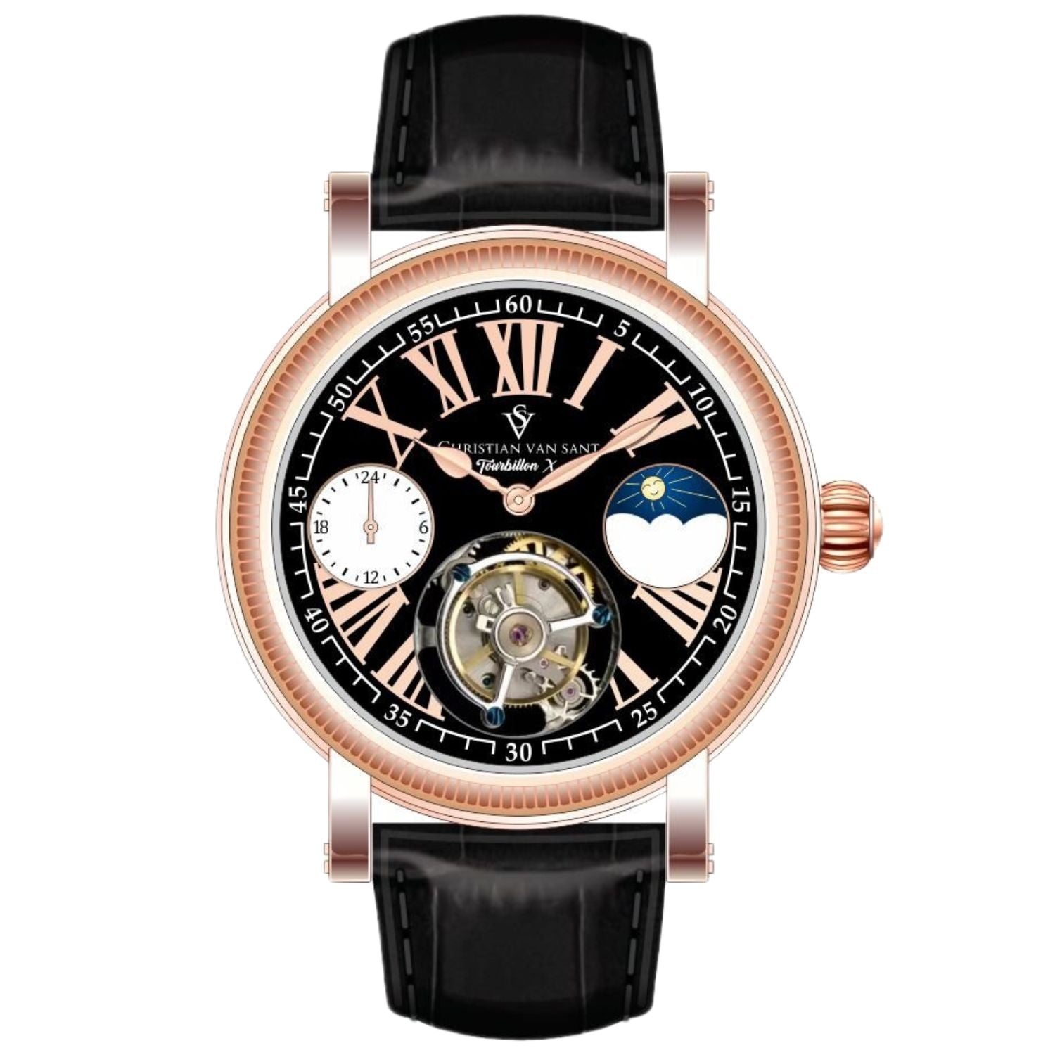 Christian Van Sant Men's Tourbillon X Limited Edition Black Dial Watch - CV1000