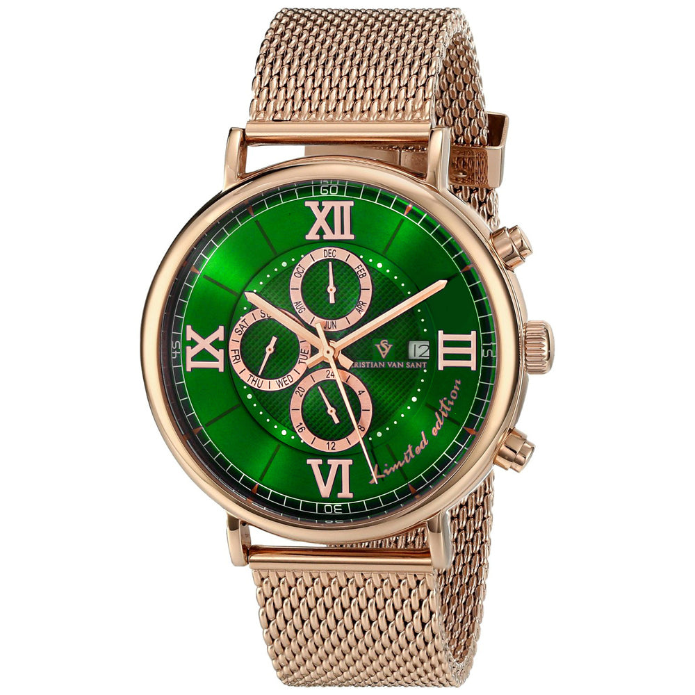 Image of Christian Van Sant Men's Green Dial Watch - CV1130
