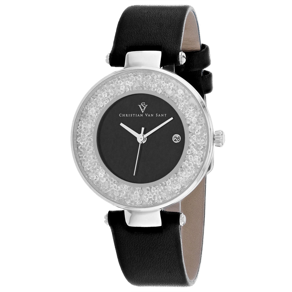 Image of Christian Van Sant Women's Dazzle Black Dial Watch - CV1221