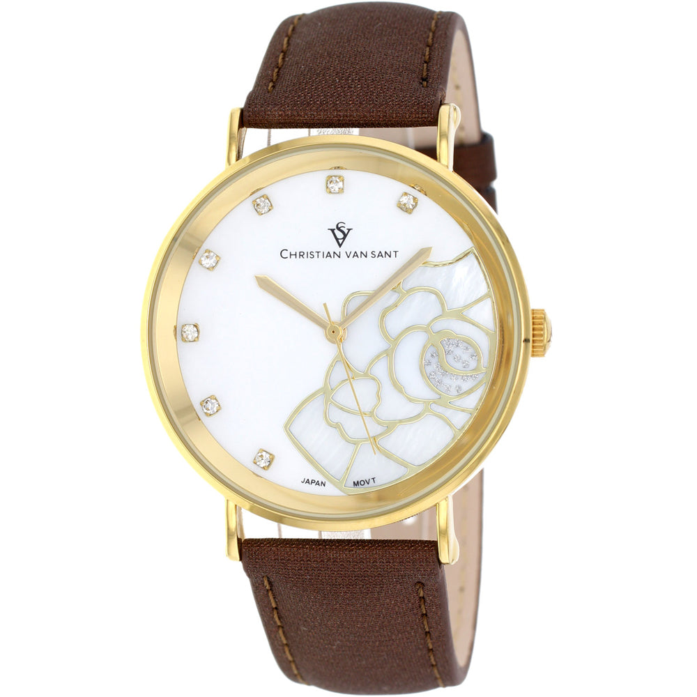 Christian Van Sant Women's Fleur White MOP Dial Watch - CV2212