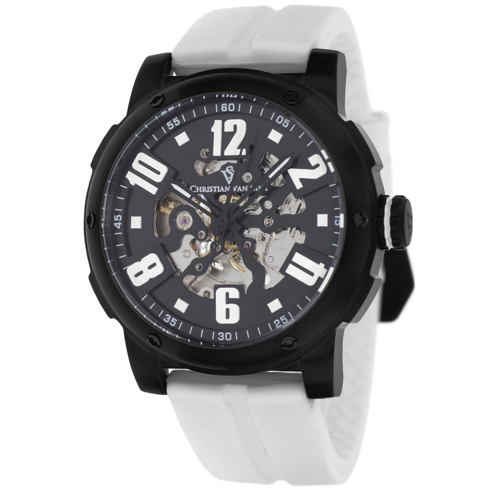 Christian Van Sant Men's Skeleton Black Skeleton Dial Watch - CV6130