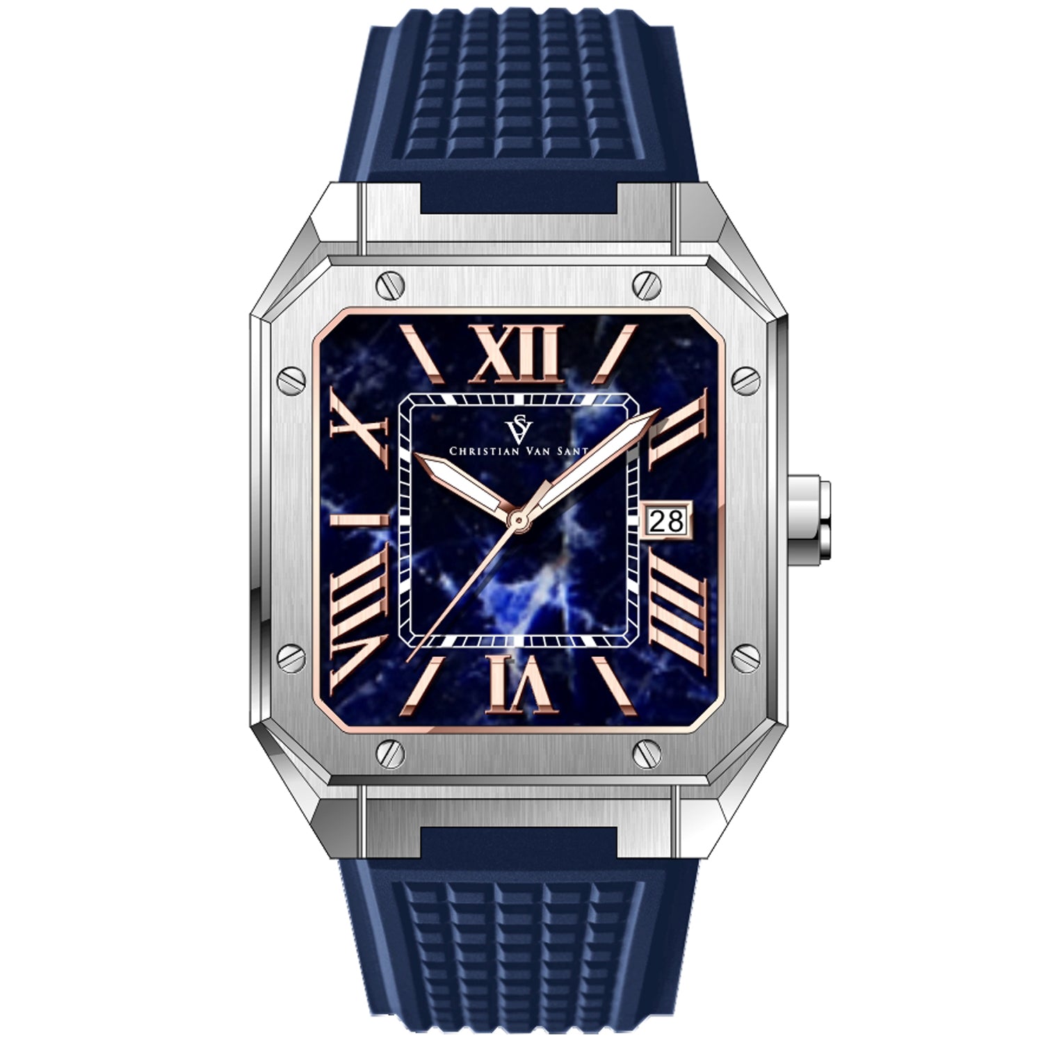 Image of Christian Van Sant Men's Mosaic Blue Dial Watch - CV6185