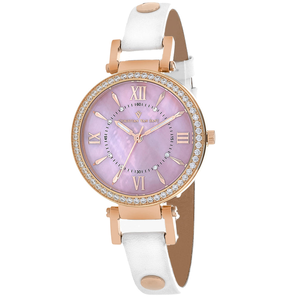 Christian Van Sant Women's Petite Pink MOP Dial Watch - CV8133