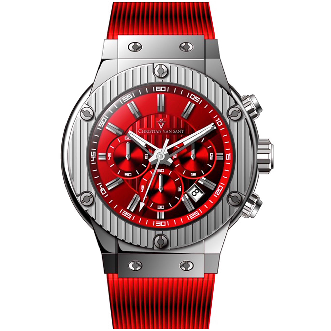 Image of Christian Van Sant Men's Monarchy Red Dial Watch - CV8144